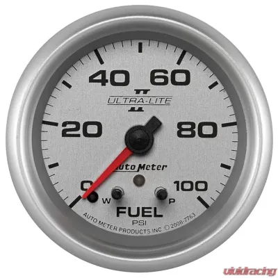 AutoMeter GAUGE; FUEL PRESS; 2 5/8in.; 100PSI; STEPPER MOTOR W/PEAK/WARN; ULTRA-LITE II - 7763