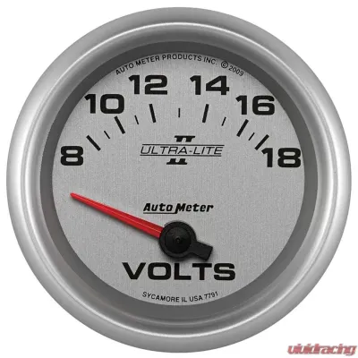 AutoMeter GAUGE; VOLTMETER; 2 5/8in.; 18V; ELECTRIC; ULTRA-LITE II - 7791