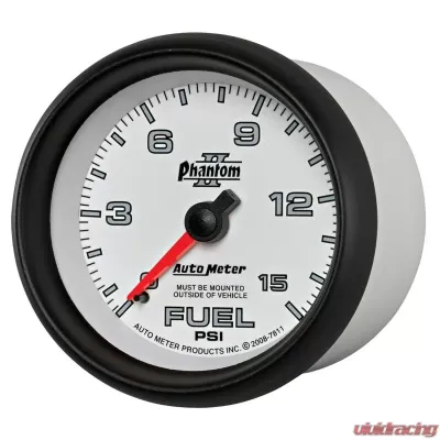 AutoMeter GAUGE; FUEL PRESSURE; 2 5/8in.; 15PSI; MECHANICAL; PHANTOM II - 7811