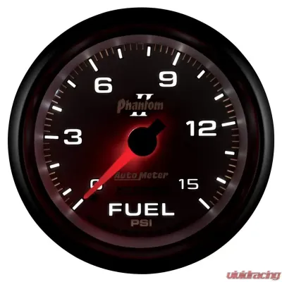 AutoMeter GAUGE; FUEL PRESSURE; 2 5/8in.; 15PSI; MECHANICAL; PHANTOM II - 7811