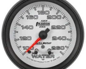 AutoMeter GAUGE; WATER TEMP; 2 5/8in.; 260deg.F; STEPPER MOTOR W/PEAK/WARN; PHANTOM II