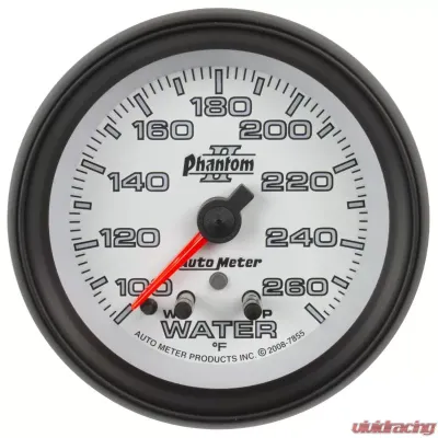 AutoMeter GAUGE; WATER TEMP; 2 5/8in.; 260deg.F; STEPPER MOTOR W/PEAK/WARN; PHANTOM II - 7855