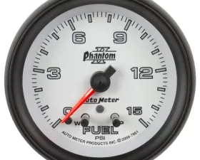 AutoMeter GAUGE; FUEL PRESS; 2 5/8in.; 15PSI; STEPPER MOTOR W/PEAK/WARN; PHANTOM II