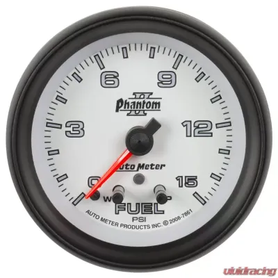 AutoMeter GAUGE; FUEL PRESS; 2 5/8in.; 15PSI; STEPPER MOTOR W/PEAK/WARN; PHANTOM II - 7861