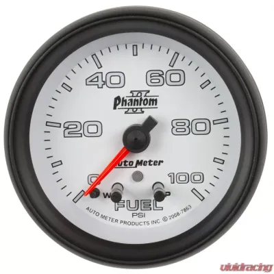 AutoMeter GAUGE; FUEL PRESS; 2 5/8in.; 100PSI; STEPPER MOTOR W/PEAK/WARN; PHANTOM II - 7863
