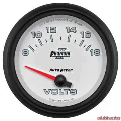 AutoMeter GAUGE; VOLTMETER; 2 5/8in.; 18V; ELECTRIC; PHANTOM II - 7891