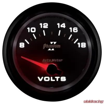 AutoMeter GAUGE; VOLTMETER; 2 5/8in.; 18V; ELECTRIC; PHANTOM II - 7891