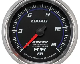 AutoMeter GAUGE; FUEL PRESSURE; 2 5/8in.; 15PSI; MECHANICAL; COBALT