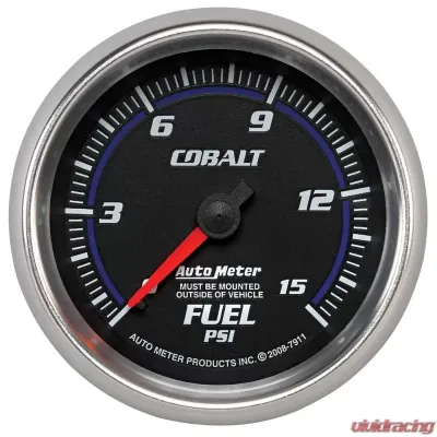AutoMeter GAUGE; FUEL PRESSURE; 2 5/8in.; 15PSI; MECHANICAL; COBALT - 7911