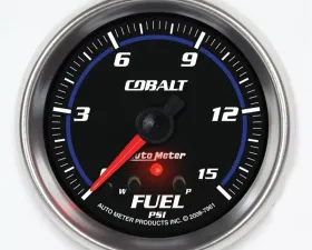 AutoMeter GAUGE; FUEL PRESS; 2 5/8in.; 15PSI; STEPPER MOTOR W/PEAK/WARN; COBALT