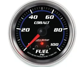AutoMeter GAUGE; FUEL PRESS; 2 5/8in.; 100PSI; STEPPER MOTOR W/PEAK/WARN; COBALT