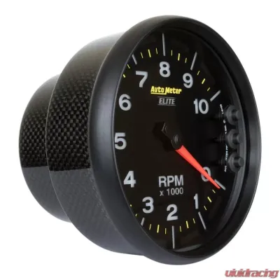 AutoMeter GAUGE; TACH; 5in.; 10K RPM; CARBON FIBER; W/PIT ROAD LIGHTS/PEAK; NASCAR CAN - 8199-05702
