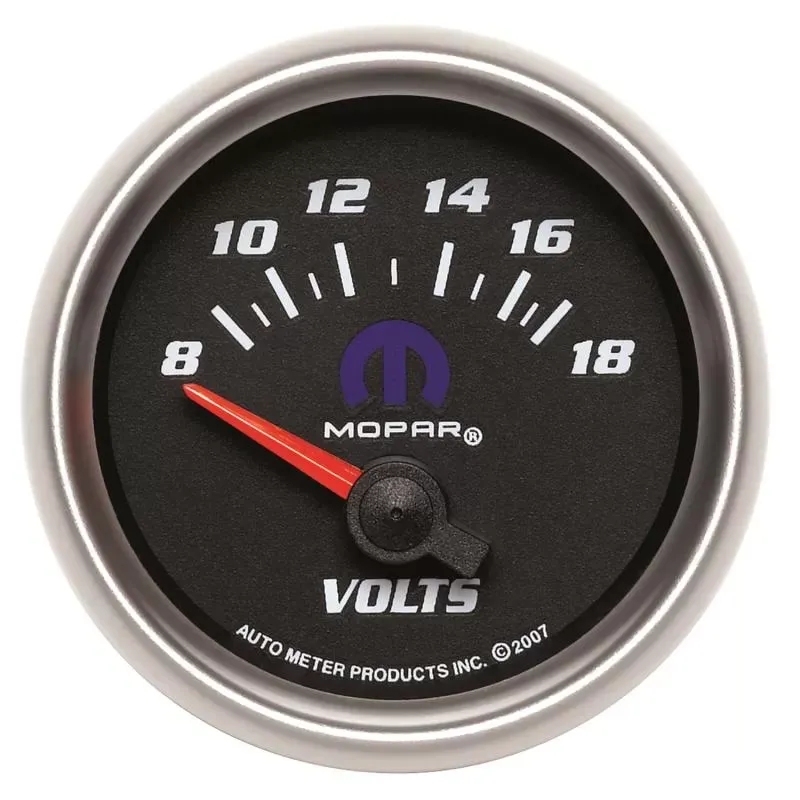 AutoMeter GAUGE; VOLTMETER; 2 1/16in.; 18V; ELECTRIC; BLACK; MOPAR - 880021