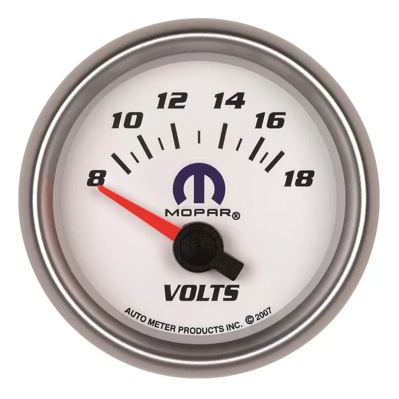 AutoMeter GAUGE; VOLTMETER; 2 1/16in.; 18V; ELECTRIC; WHITE; MOPAR - 880035
