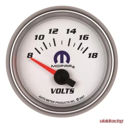 AutoMeter GAUGE; VOLTMETER; 2 1/16in.; 18V; ELECTRIC; WHITE; MOPAR - 880035