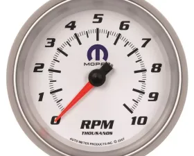 AutoMeter GAUGE; TACHOMETER; 3 3/8in.; 10K RPM; IN-DASH; WHITE; MOPAR
