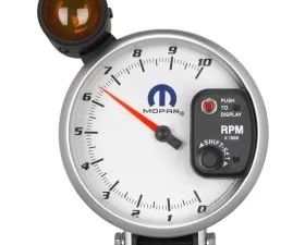 AutoMeter GAUGE; TACHOMETER; 5in.; 10K RPM; PEDESTAL W/EXT. SHIFT-LITE; WHITE; MOPAR