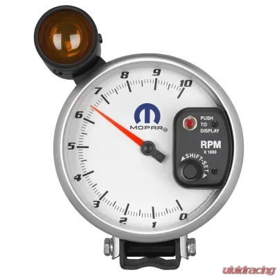 AutoMeter GAUGE; TACHOMETER; 5in.; 10K RPM; PEDESTAL W/EXT. SHIFT-LITE; WHITE; MOPAR - 880248