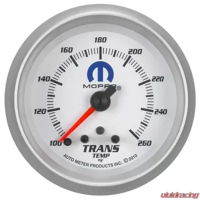 AutoMeter GAUGE; TRANS TEMP; 2 5/8in.; 260deg.F; STEPPER MOTOR W/PEAK/WARN; WHITE; MOPAR - 880359