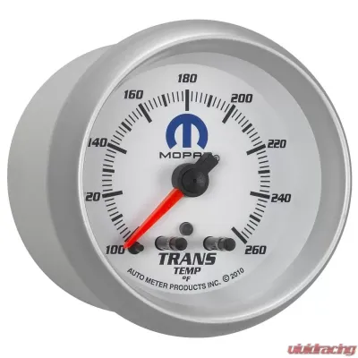 AutoMeter GAUGE; TRANS TEMP; 2 5/8in.; 260deg.F; STEPPER MOTOR W/PEAK/WARN; WHITE; MOPAR - 880359