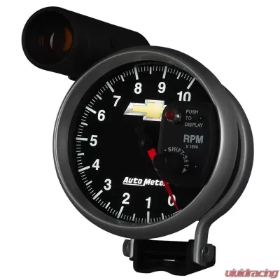AutoMeter GAUGE; TACH; 5in.; 10K RPM; PEDESTAL W/EXT. SHIFT-LITE; CHEVY GOLD BOWTIE - 880445
