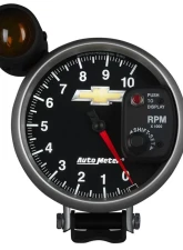AutoMeter GAUGE; TACH; 5in.; 10K RPM; PEDESTAL W/EXT. SHIFT-LITE; CHEVY GOLD BOWTIE                                     - 880445 - Image 4