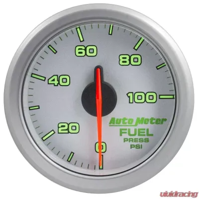 AutoMeter 2-1/16in. FUEL PRESS; 0-100 PSI; AIRDRIVE; SILVER - 9171-UL
