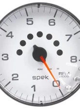 AutoMeter GAUGE; TACHOMETER; 5in.; 8K RPM; W/SHIFT LIGHT/PEAK MEM; WHITE/BLACK; SPEK-PRO                                     - P238128 - Image 3