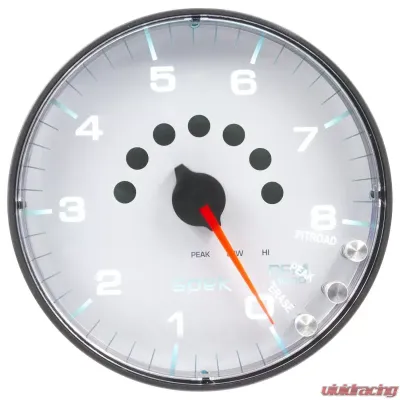 AutoMeter GAUGE; TACHOMETER; 5in.; 8K RPM; W/SHIFT LIGHT/PEAK MEM; WHITE/BLACK; SPEK-PRO - P238128
