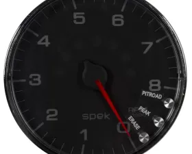 AutoMeter GAUGE; TACHOMETER; 5in.; 8K RPM; W/SHIFT LIGHT/PEAK MEM; BLACK/CHROME; SPEK-PRO