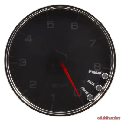 AutoMeter GAUGE; TACHOMETER; 5in.; 8K RPM; W/SHIFT LIGHT/PEAK MEM; BLACK/CHROME; SPEK-PRO - P23831