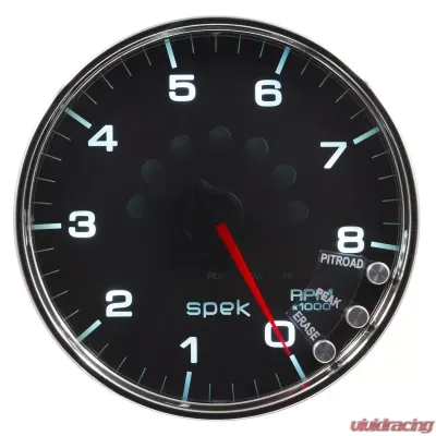 AutoMeter GAUGE; TACHOMETER; 5in.; 8K RPM; W/SHIFT LIGHT/PEAK MEM; BLACK/CHROME; SPEK-PRO - P23831