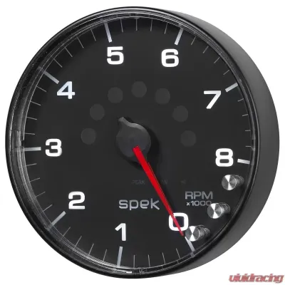 AutoMeter GAUGE; TACHOMETER; 5in.; 8K RPM; W/SHIFT LIGHT/PEAK MEM; BLACK/BLACK; SPEK-PRO - P238328