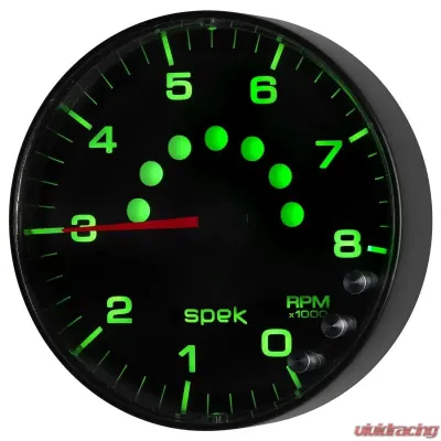 AutoMeter GAUGE; TACHOMETER; 5in.; 8K RPM; W/SHIFT LIGHT/PEAK MEM; BLACK/BLACK; SPEK-PRO - P238328