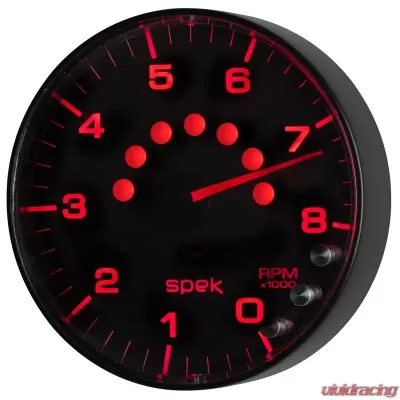 AutoMeter GAUGE; TACHOMETER; 5in.; 8K RPM; W/SHIFT LIGHT/PEAK MEM; BLACK/BLACK; SPEK-PRO - P238328