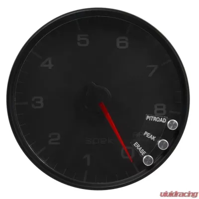 AutoMeter GAUGE; TACHOMETER; 5in.; 8K RPM; W/SHIFT LIGHT/PEAK MEM; BLACK/BLACK; SPEK-PRO - P23832