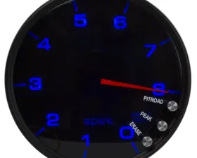 AutoMeter GAUGE; TACHOMETER; 5in.; 8K RPM; W/SHIFT LIGHT/PEAK MEM; BLACK/SMOKE/BLACK; SPEK