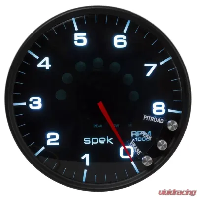 AutoMeter GAUGE; TACHOMETER; 5in.; 8K RPM; W/SHIFT LIGHT/PEAK MEM; BLACK/SMOKE/BLACK; SPEK - P23852