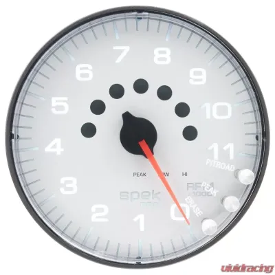 AutoMeter GAUGE; TACHOMETER; 5in.; 11K RPM; W/SHIFT LIGHT/PEAK MEM; WHITE/BLACK; SPEK-PRO - P239128