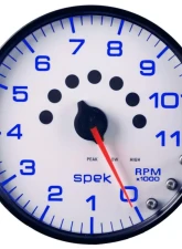 AutoMeter GAUGE; TACHOMETER; 5in.; 11K RPM; W/SHIFT LIGHT/PEAK MEM; WHITE/BLACK; SPEK-PRO                                     - P23912 - Image 7