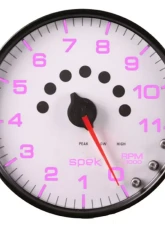 AutoMeter GAUGE; TACHOMETER; 5in.; 11K RPM; W/SHIFT LIGHT/PEAK MEM; WHITE/BLACK; SPEK-PRO                                     - P23912 - Image 4