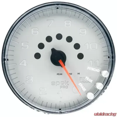 AutoMeter GAUGE; TACHOMETER; 5in.; 11K RPM; W/SHIFT LIGHT/PEAK MEM; SILVER/CHROME; SPEK - P239218