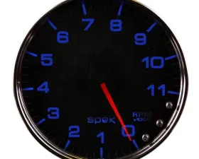 AutoMeter GAUGE; TACHOMETER; 5in.; 11K RPM; W/SHIFT LIGHT/PEAK MEM; BLACK/CHROME; SPEK-PRO