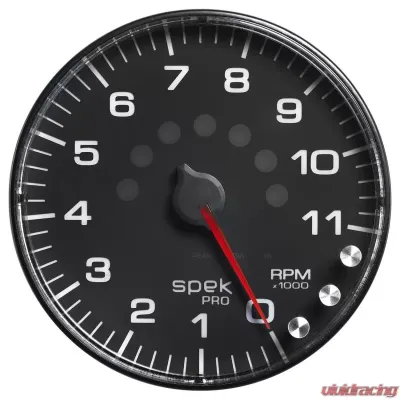 AutoMeter GAUGE; TACHOMETER; 5in.; 11K RPM; W/SHIFT LIGHT/PEAK MEM; BLACK/BLACK; SPEK-PRO - P239328