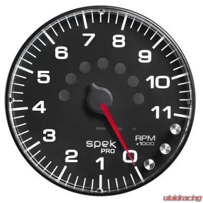 AutoMeter GAUGE; TACHOMETER; 5in.; 11K RPM; W/SHIFT LIGHT/PEAK MEM; BLACK/BLACK; SPEK-PRO - P239328