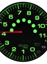 AutoMeter GAUGE; TACHOMETER; 5in.; 11K RPM; W/SHIFT LIGHT/PEAK MEM; BLACK/BLACK; SPEK-PRO                                     - P239328 - Image 3