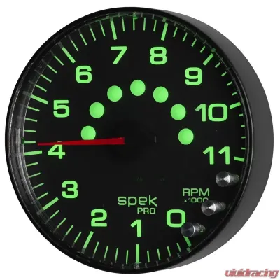 AutoMeter GAUGE; TACHOMETER; 5in.; 11K RPM; W/SHIFT LIGHT/PEAK MEM; BLACK/BLACK; SPEK-PRO - P239328