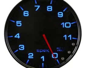 AutoMeter GAUGE; TACHOMETER; 5in.; 11K RPM; W/SHIFT LIGHT/PEAK MEM; BLACK/SMOKE/BLK; SPEK