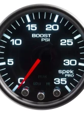 AutoMeter GAUGE; BOOST; 2 1/16in.; 35PSI; STEPPER MOTOR W/PEAK/WARN; BLK/SMOKE/BLK; SPEK                                     - P30352 - Image 3