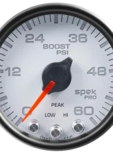AutoMeter GAUGE; BOOST; 2 1/16in.; 60PSI; STEPPER MOTOR W/PEAK/WARN; WHT/BLK; SPEK-PRO                                     - P30412 - Image 3